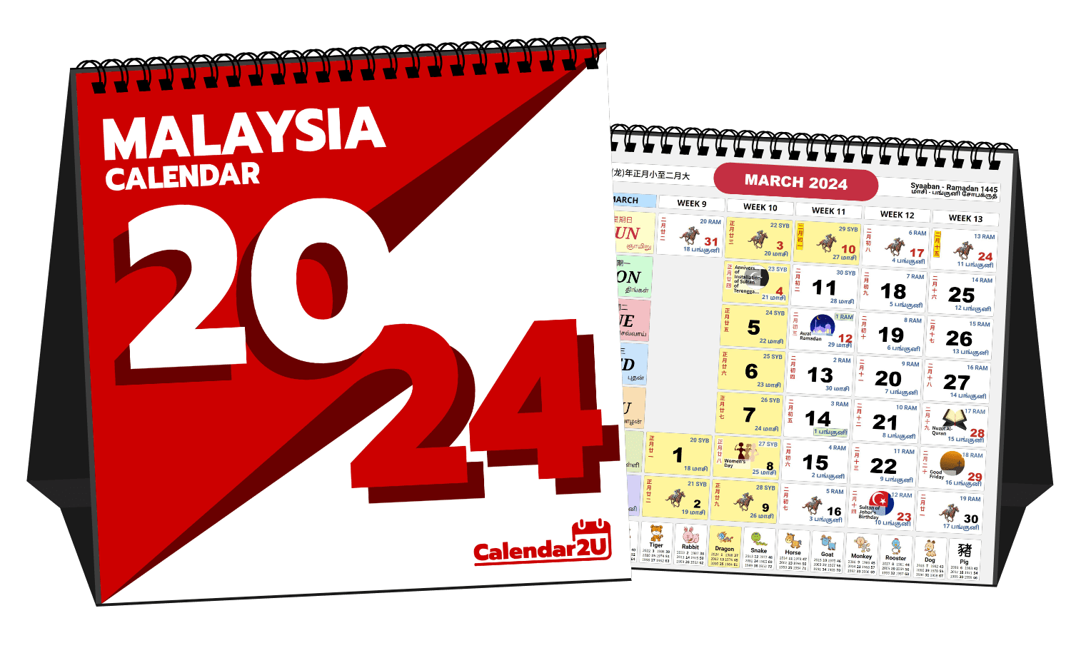Calendar2U Malaysia Desk Calendar 2024