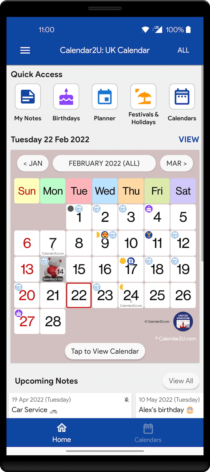 United Kingdom Calendar